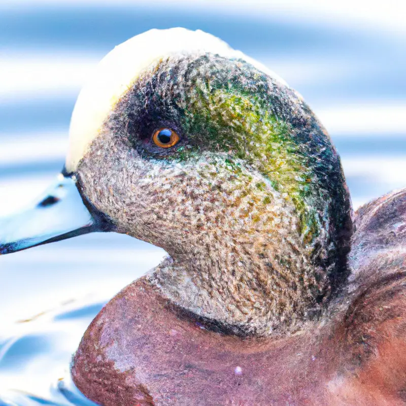 American Widgeon flying in Florida wetlands.