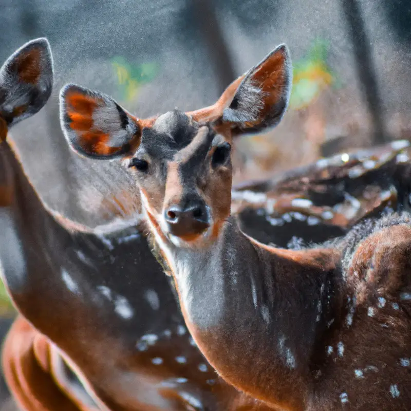 Deer hiding in woods.