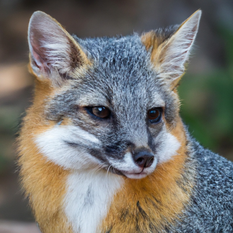 Gray fox in forest.