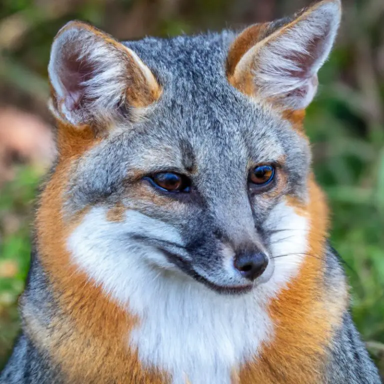 Gray fox running in the forest