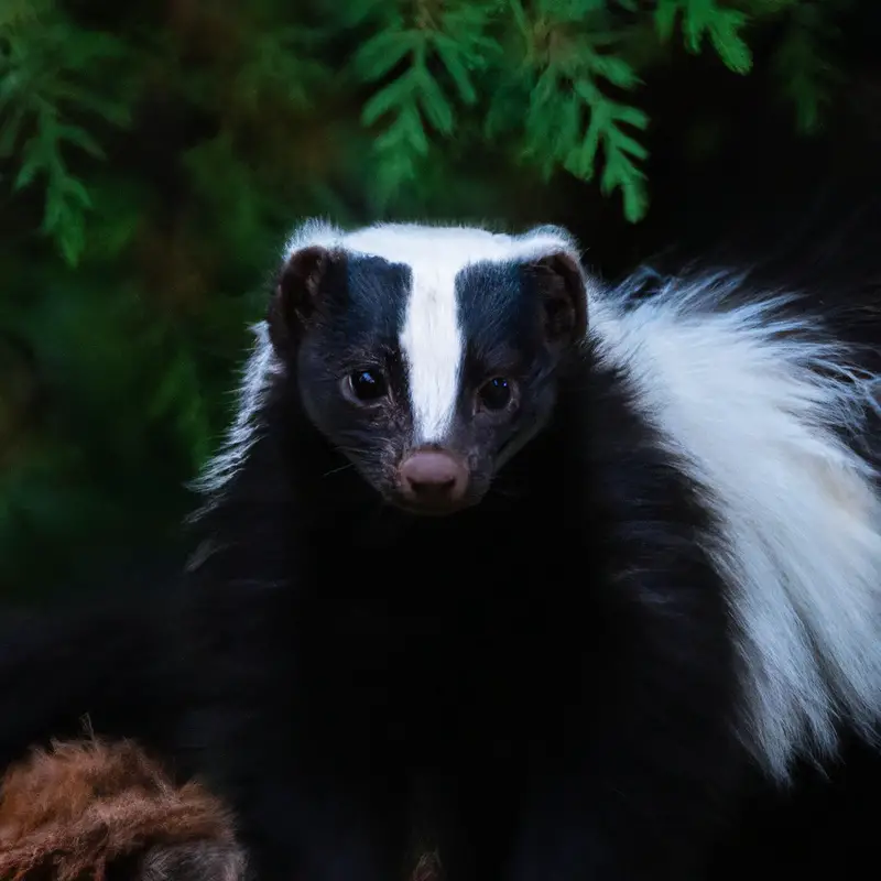 Hunter holding skunk