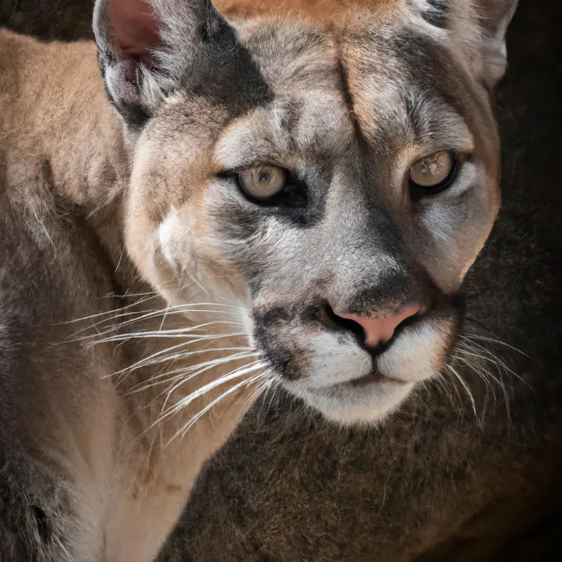 Mountain lion in woods.