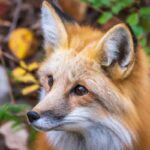 Red fox running in wild