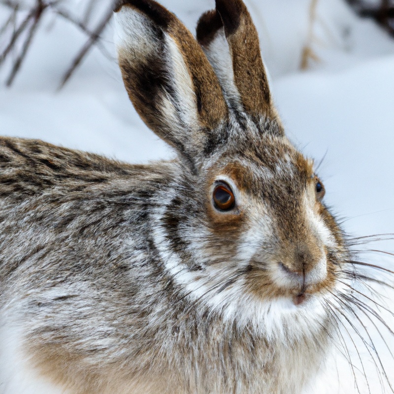 Snowshoe hare in forest