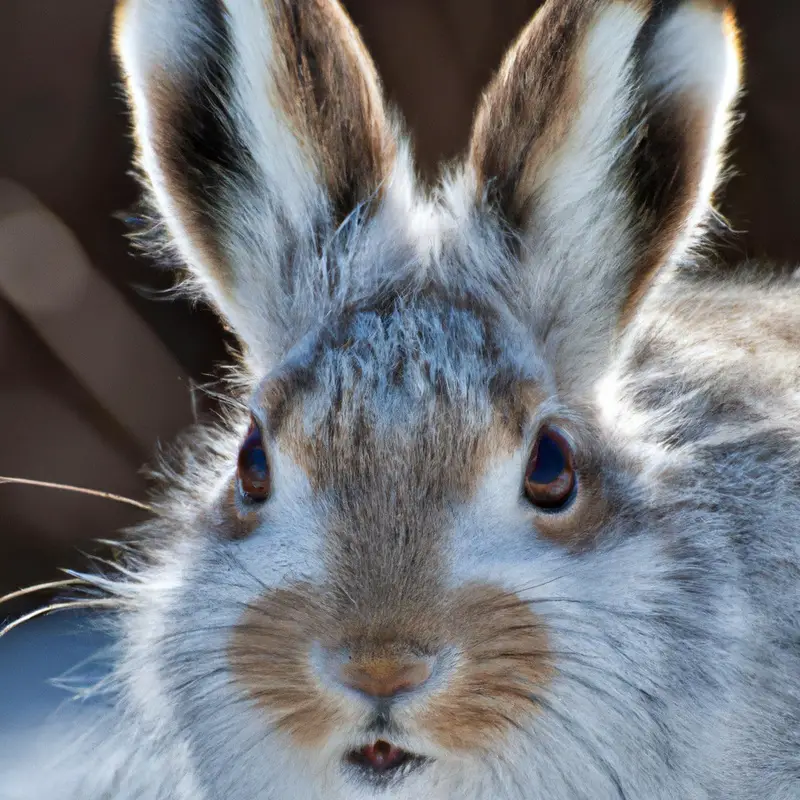 Snowshoe hare in winter landscape.