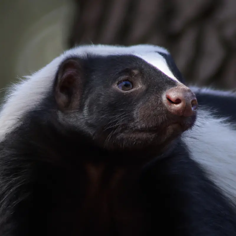 Striped skunk in desert