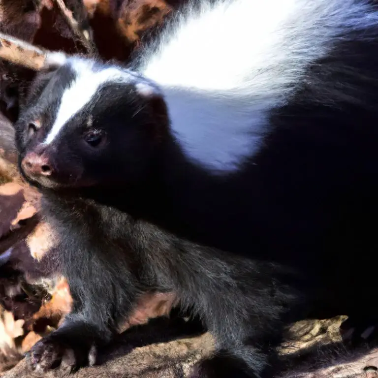 Striped skunk in the wild