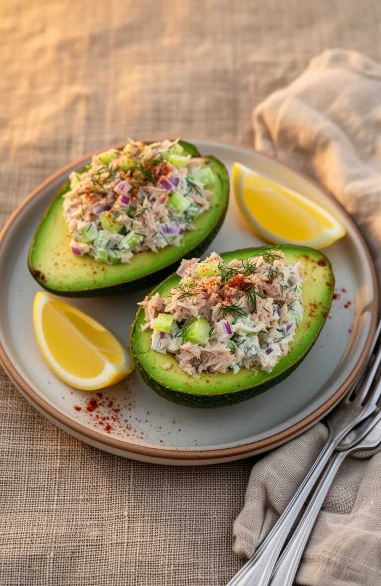 Tuna Salad Stuffed Avocados for a Low-Carb Picnic Lunch