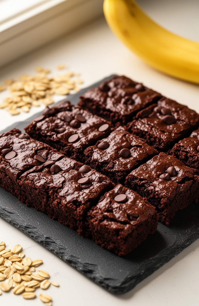 5-Ingredient Healthy Chocolate Banana Oat Brownies