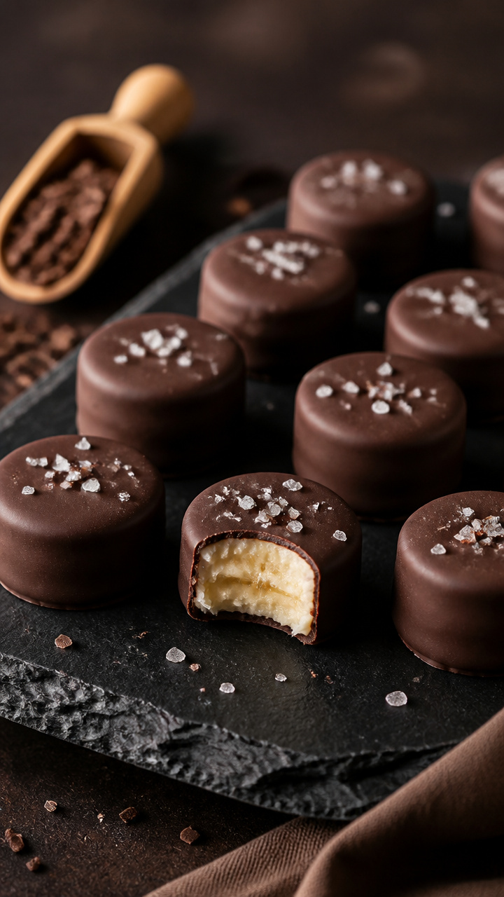 Dark Chocolate Covered Frozen Banana Bites