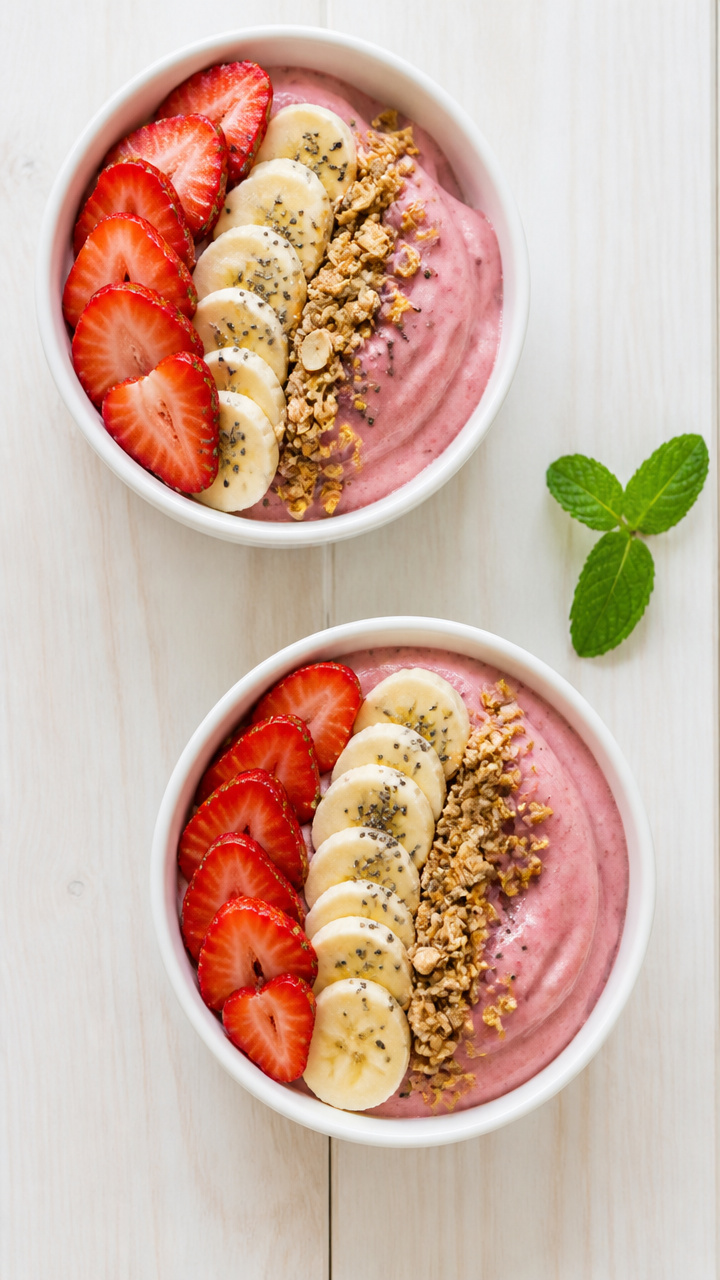 Easy Healthy Strawberry Banana Nice Cream Bowl