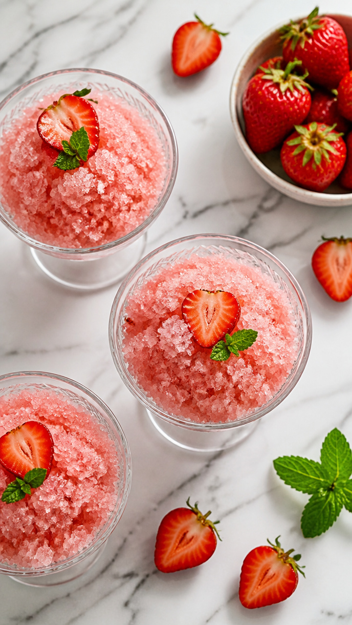 Easy Healthy Strawberry Watermelon Granita Dessert