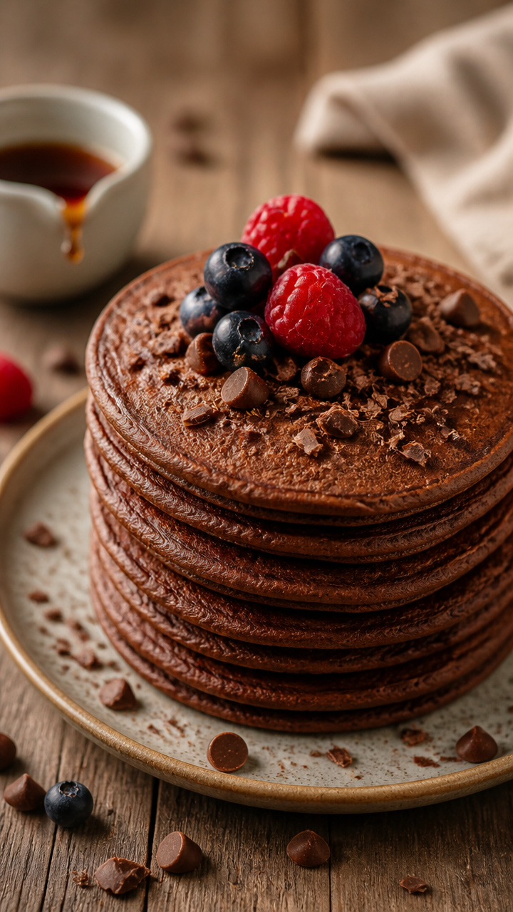 Healthy Chocolate Protein Pancakes