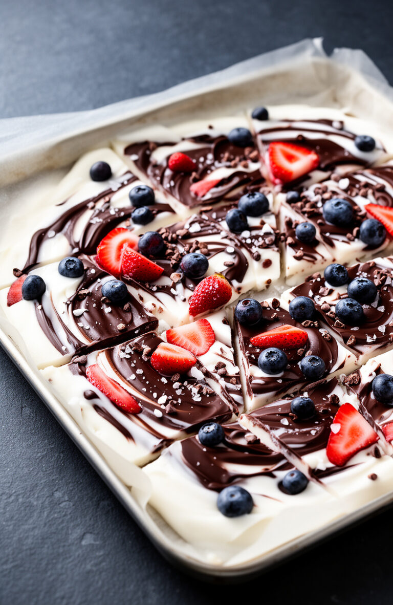 Healthy Chocolate Yogurt Bark with Berries