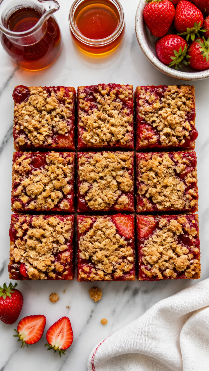 Healthy Strawberry Oatmeal Crumble Bars Recipe