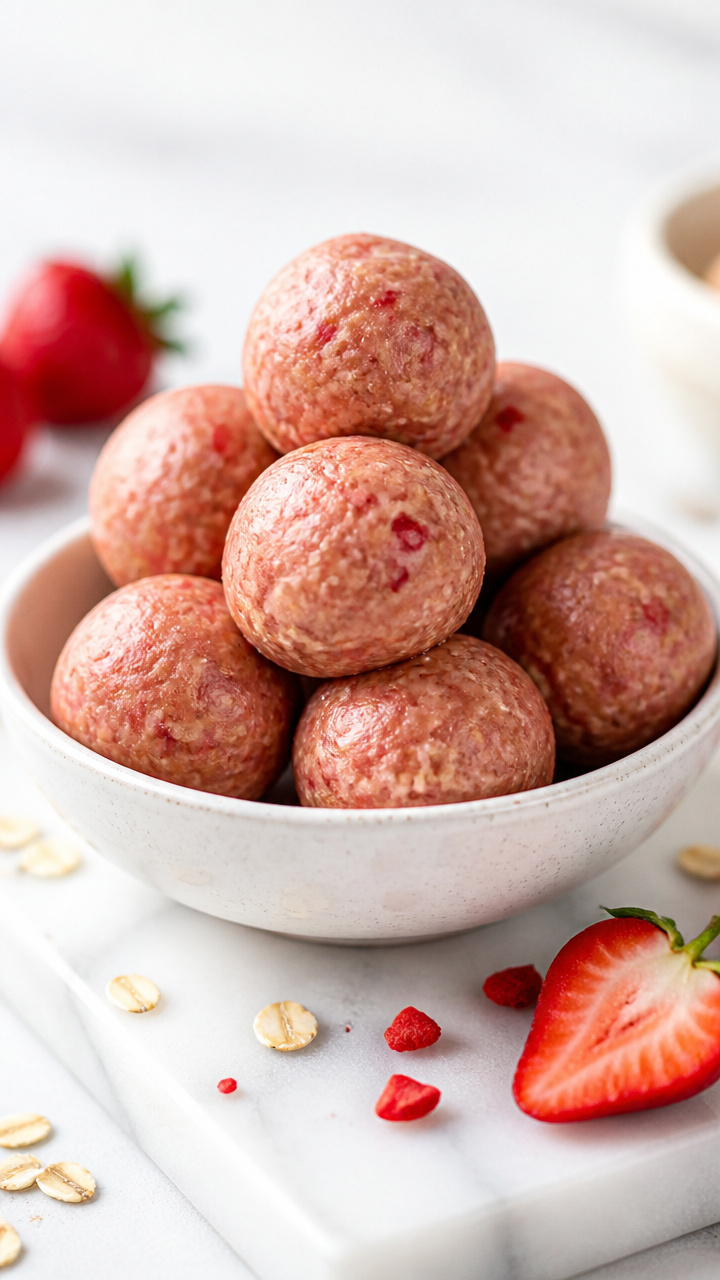 Healthy Strawberry Peanut Butter Protein Balls