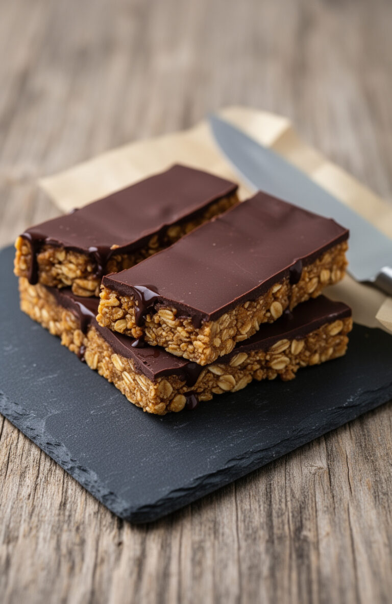No-Bake Dark Chocolate Peanut Butter Protein Bars