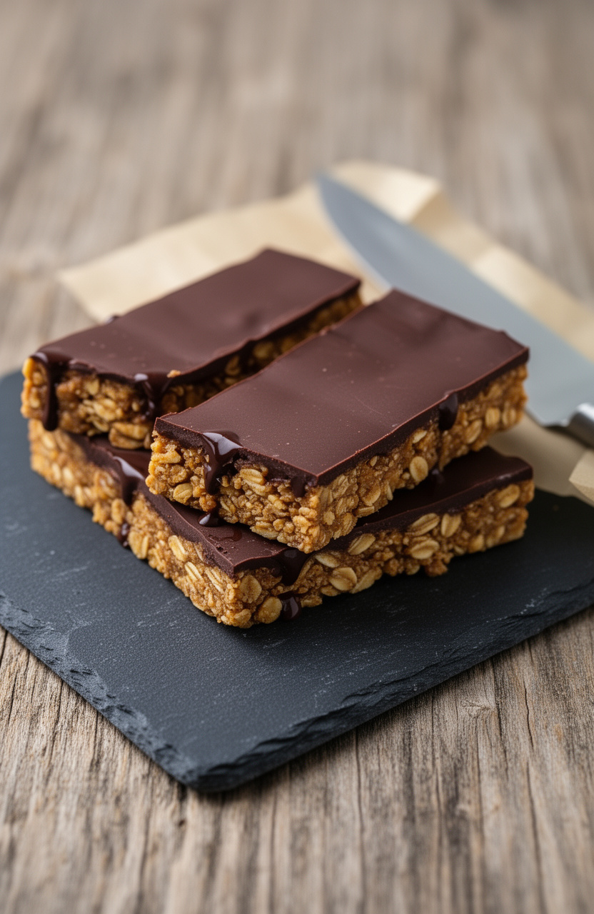 No-Bake Dark Chocolate Peanut Butter Protein Bars