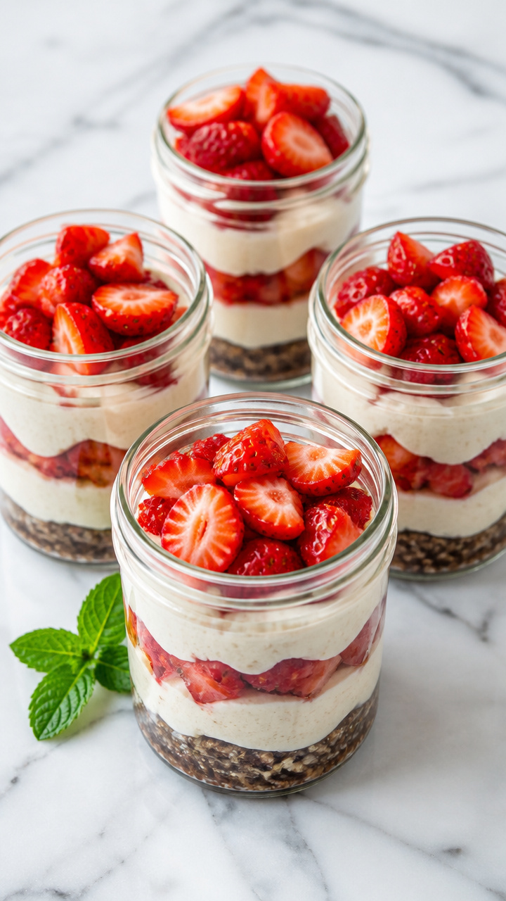Vegan Strawberry Cashew Cream Dessert Cups
