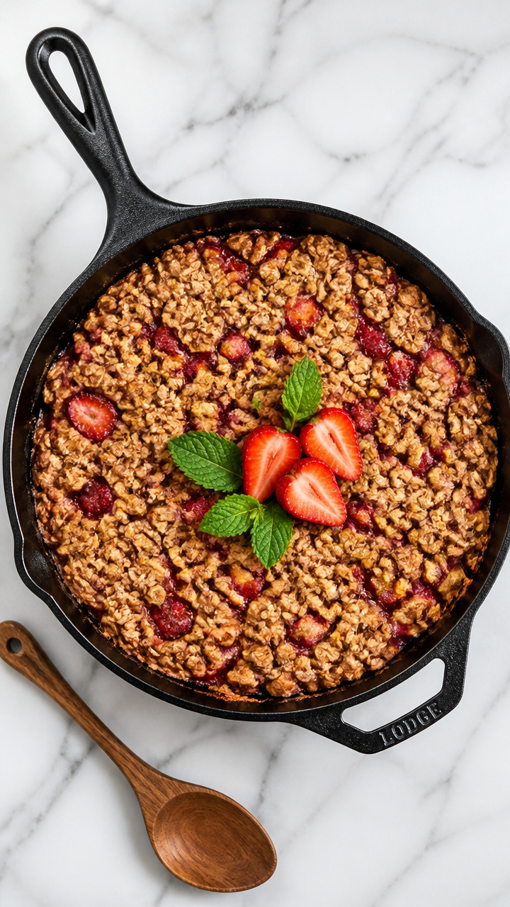 Healthy Strawberry Cinnamon Oat Dessert Skillet