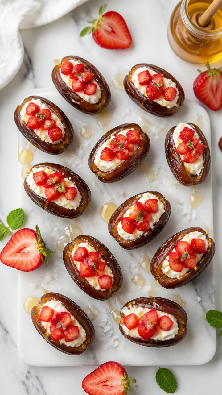 Healthy Strawberry Cream Cheese Stuffed Dates