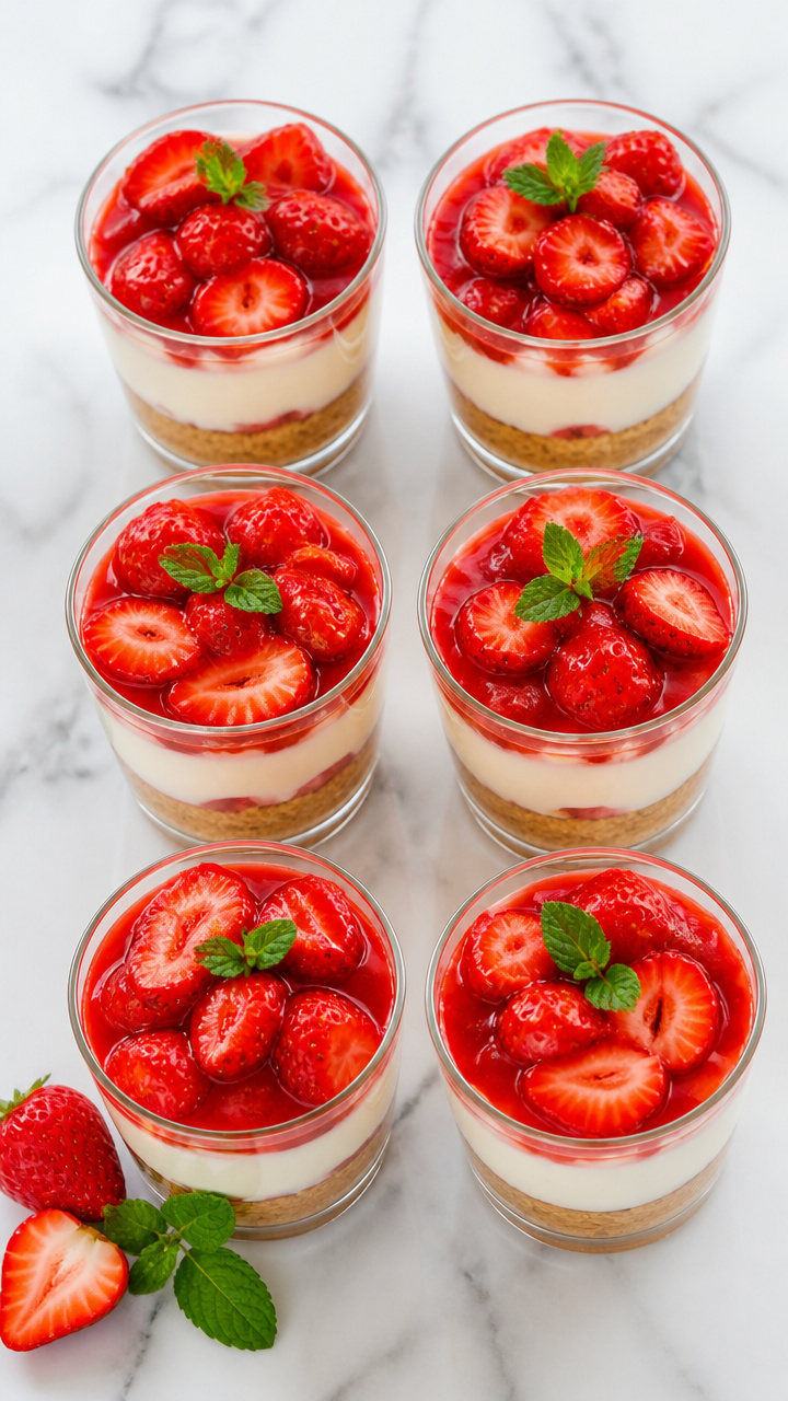 Healthy Strawberry Greek Yogurt Cheesecake Cups