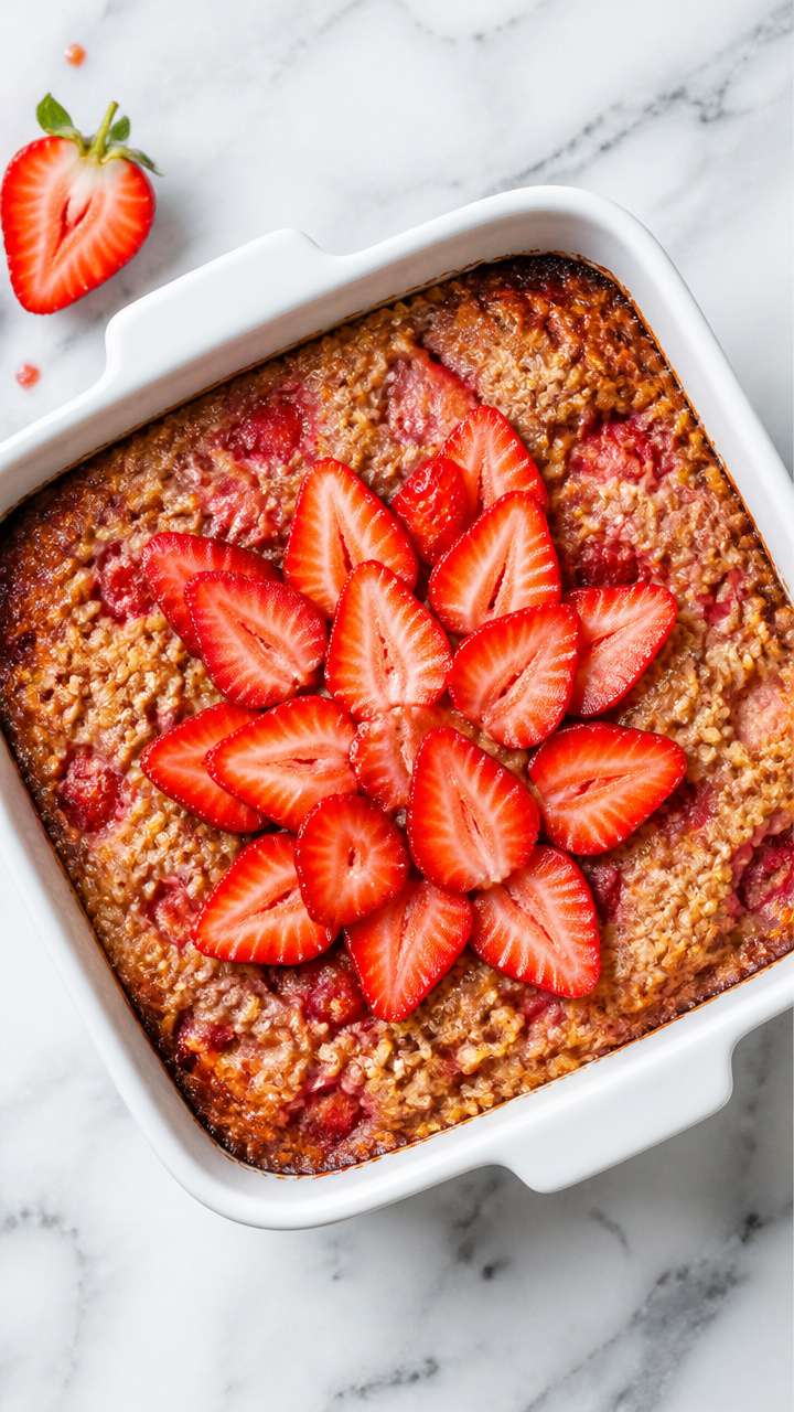 Healthy Strawberry Quinoa Breakfast Dessert Bake