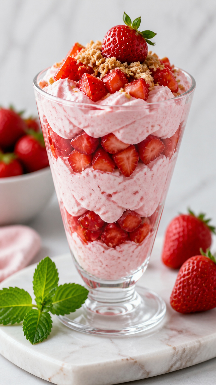 Low Carb Strawberry Cheesecake Fluff Dessert
