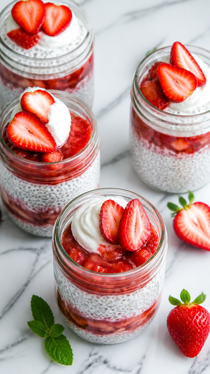 No Bake Healthy Strawberry Chia Pudding Dessert