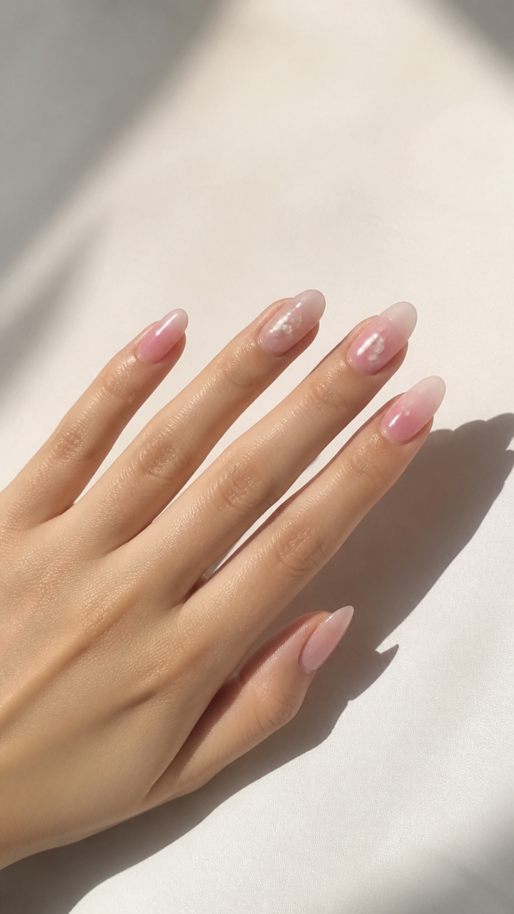 Baby Pink Gradient with Pearl Inlays