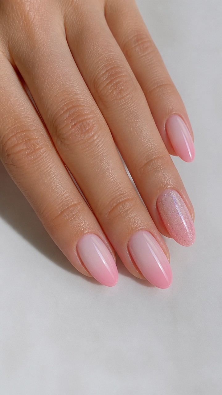 Baby Pink Ombre with Micro Glitter Accent