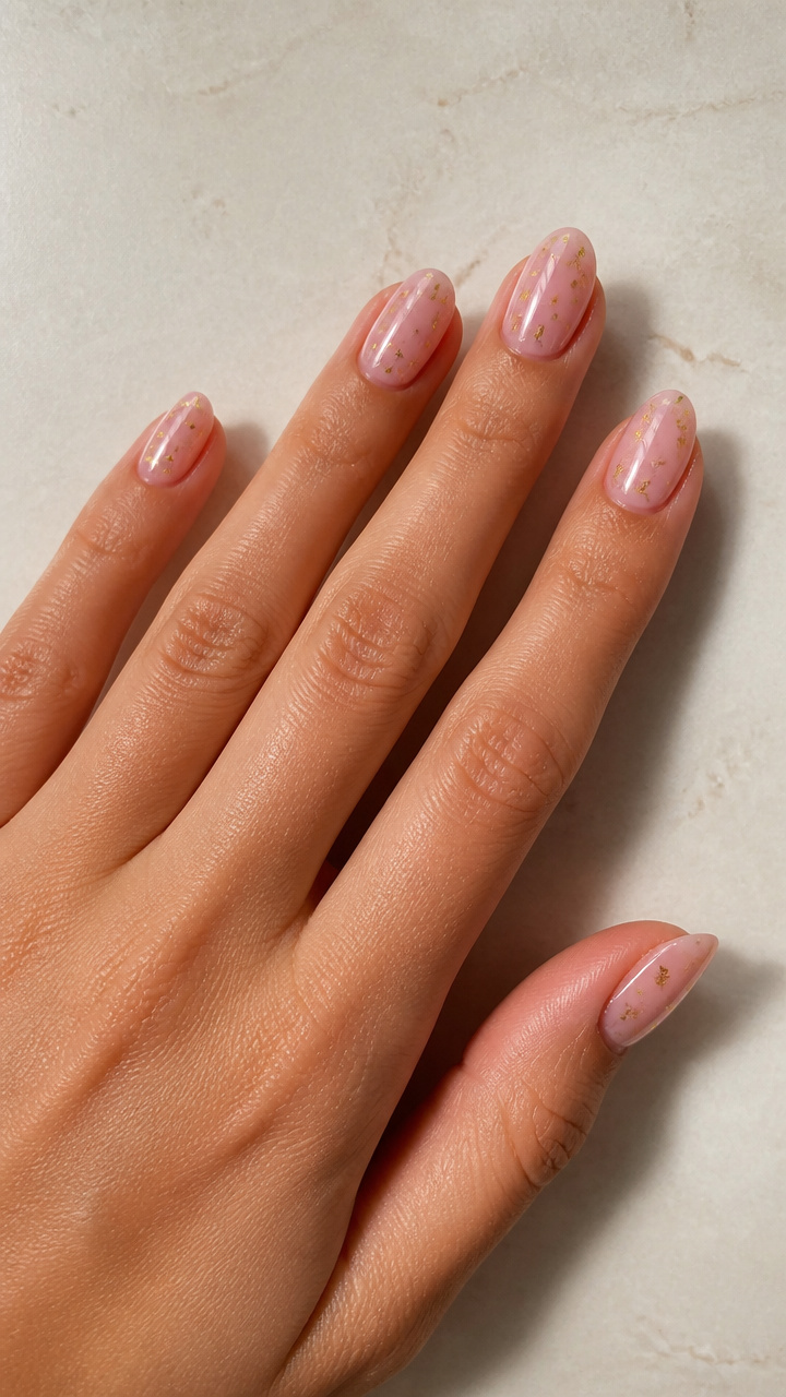 Baby Pink with Miniature Gold Leaf Flecks