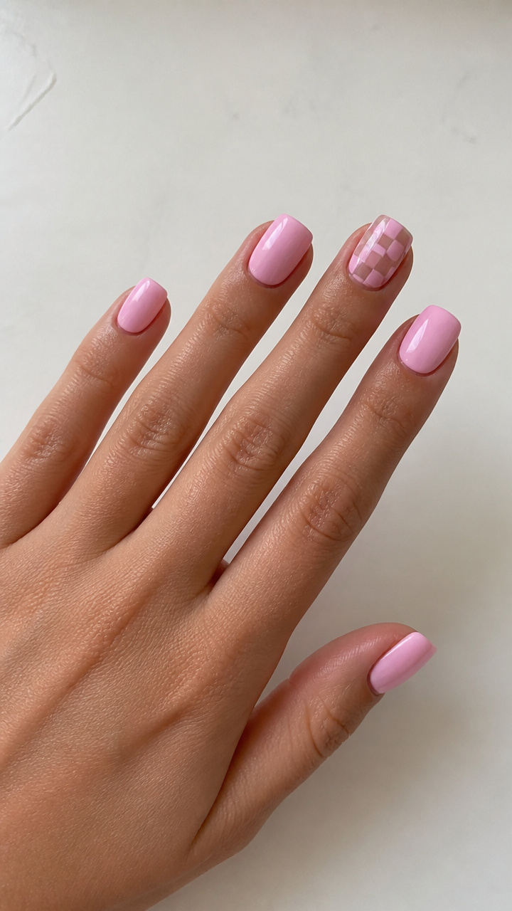 Baby Pink with Transparent Checkerboard Accent