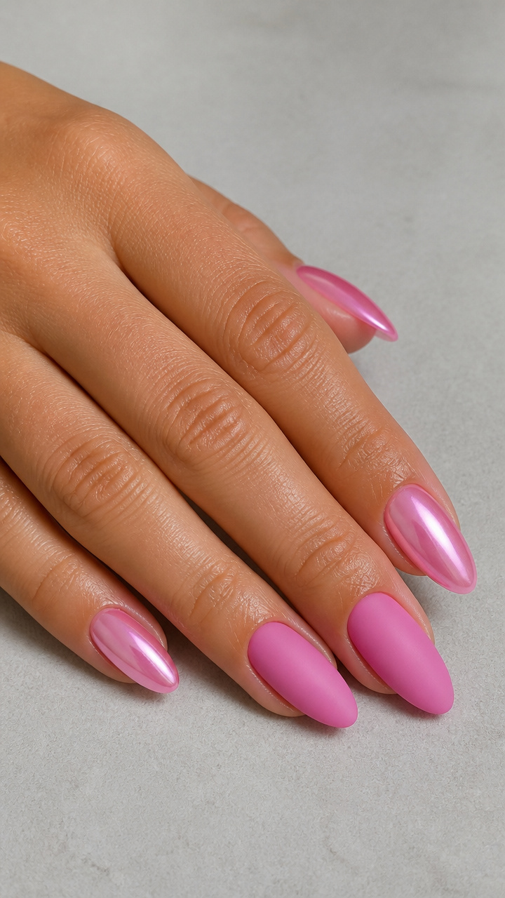 Bubblegum Pink Chrome with Matte Contrast