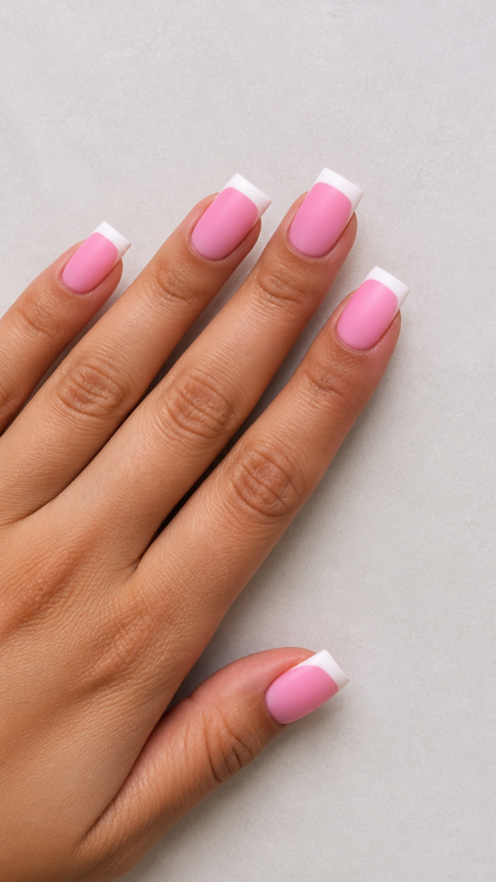 Bubblegum Pink Square Tips with Matte Finish