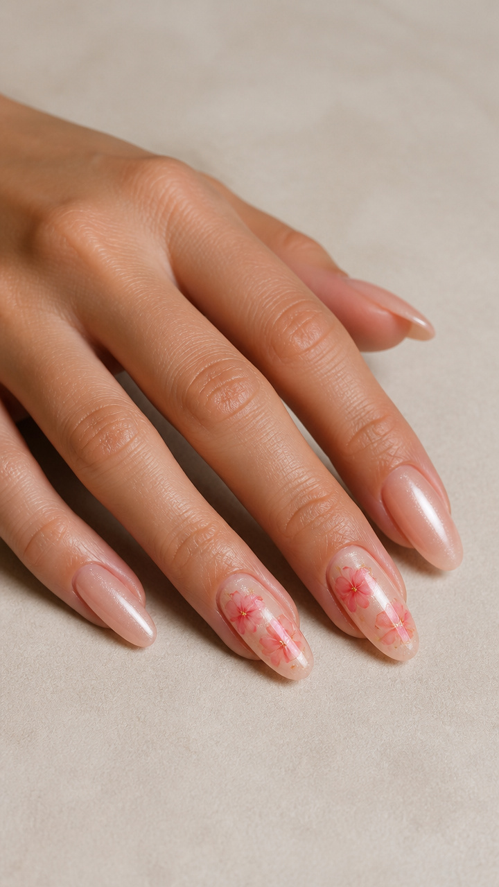 Champagne Blush with Floating Florals