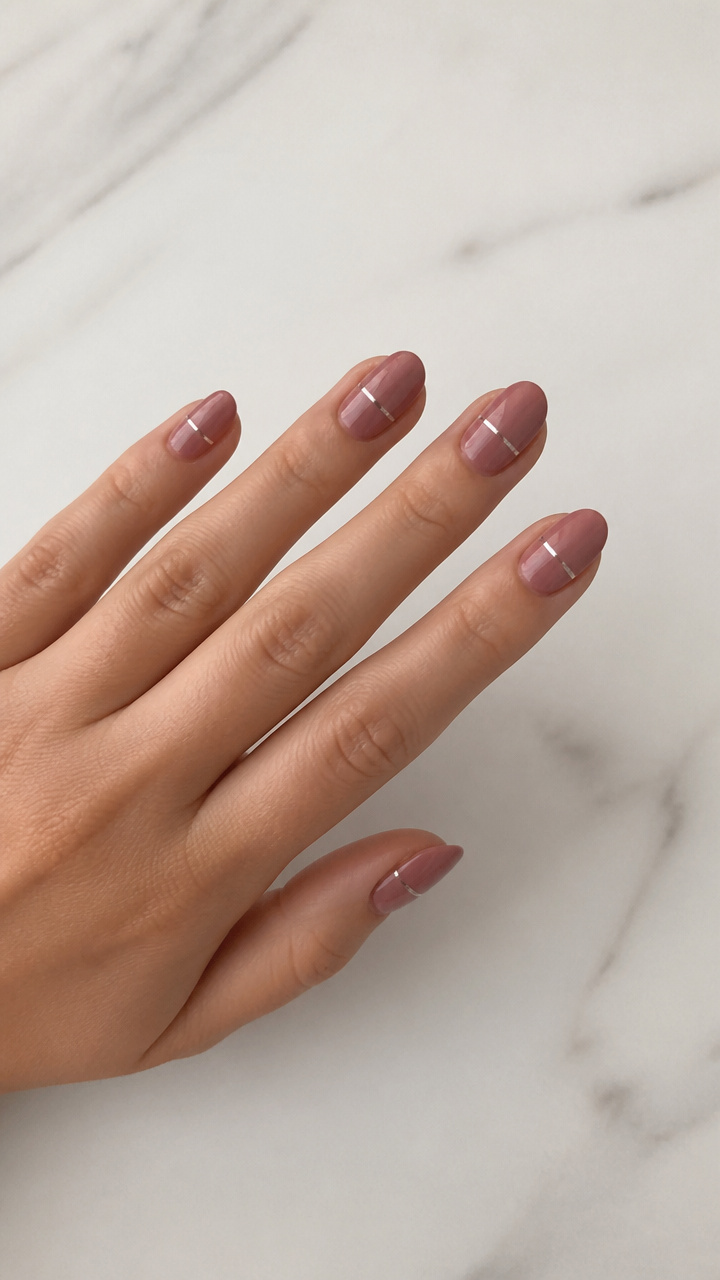 Dusty Rose Base with Single Silver Line Detail