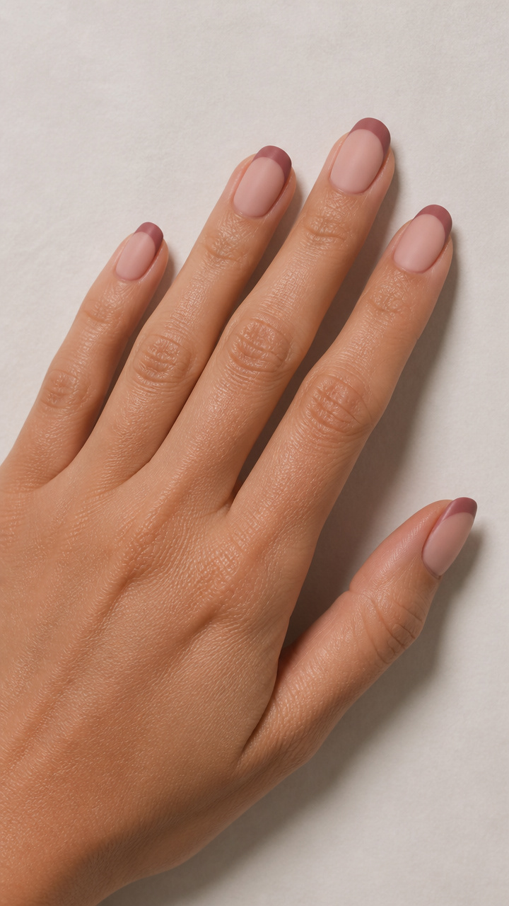 Dusty Rose Matte French Tips
