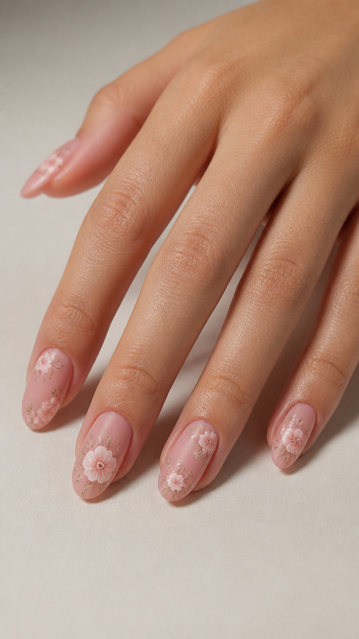 Floral Decals Over Frosted Pink Base