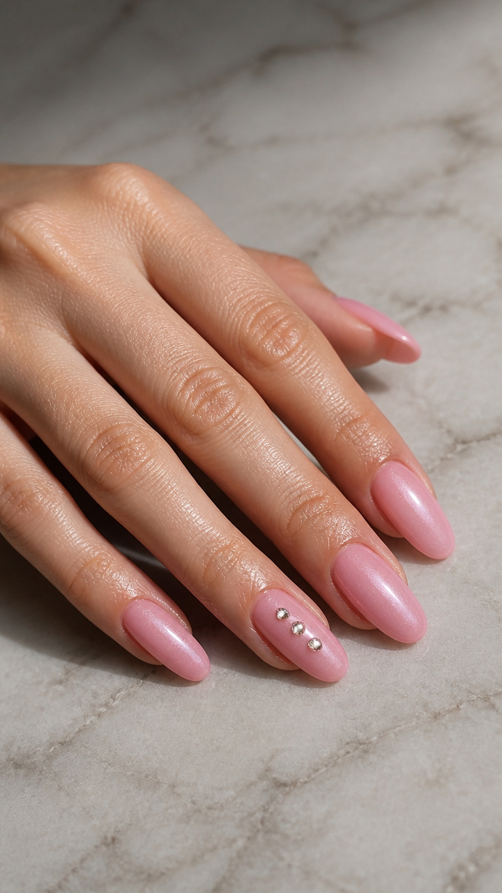 Frosted Bubblegum Pink with Rhinestone Trail