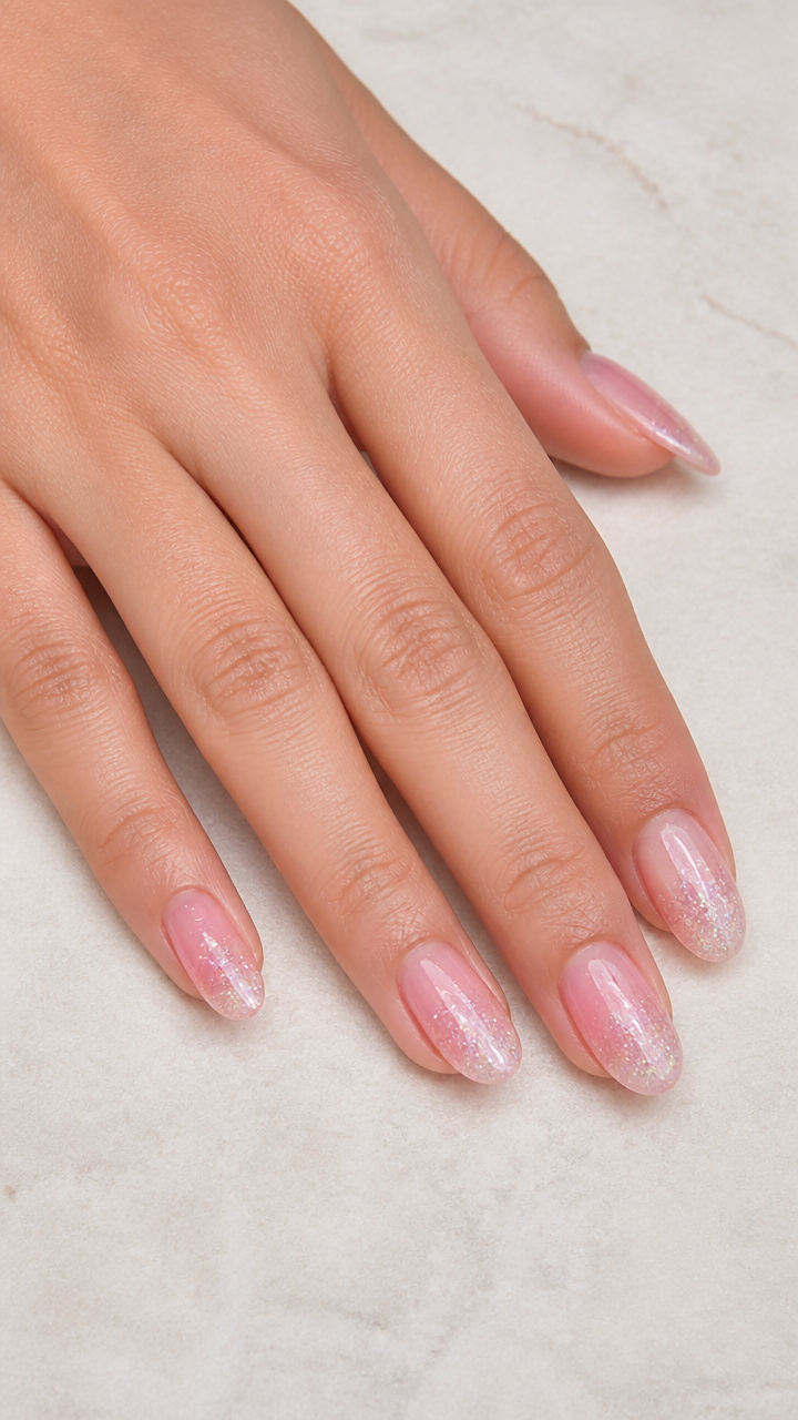 Frosted Petal Pink with Glitter Gradient