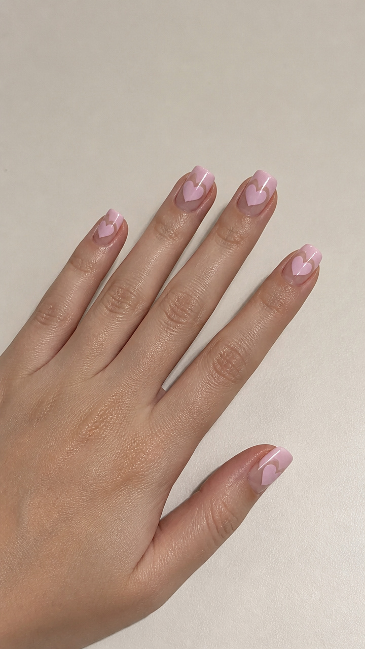 Glossy Baby Pink with Negative Space Heart Cutouts