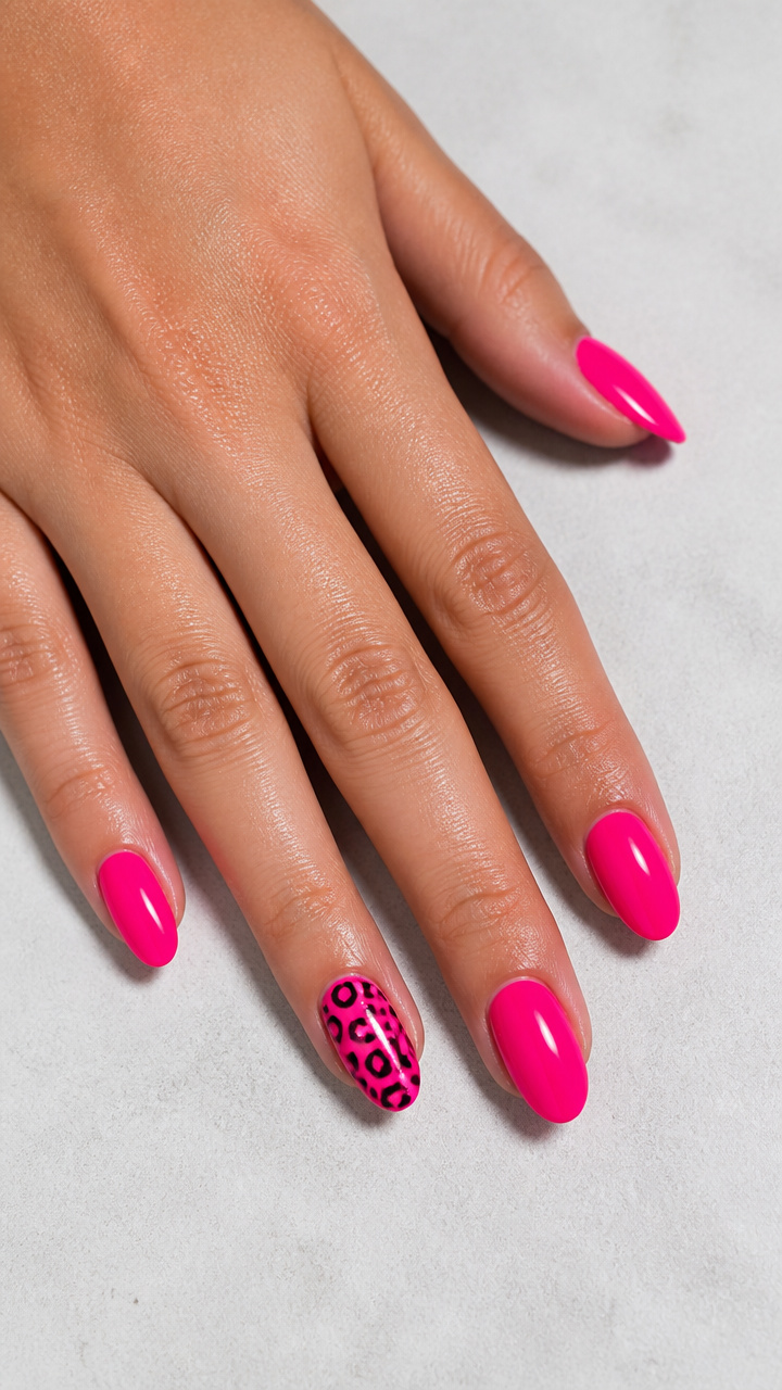Hot Pink and Black Leopard Print