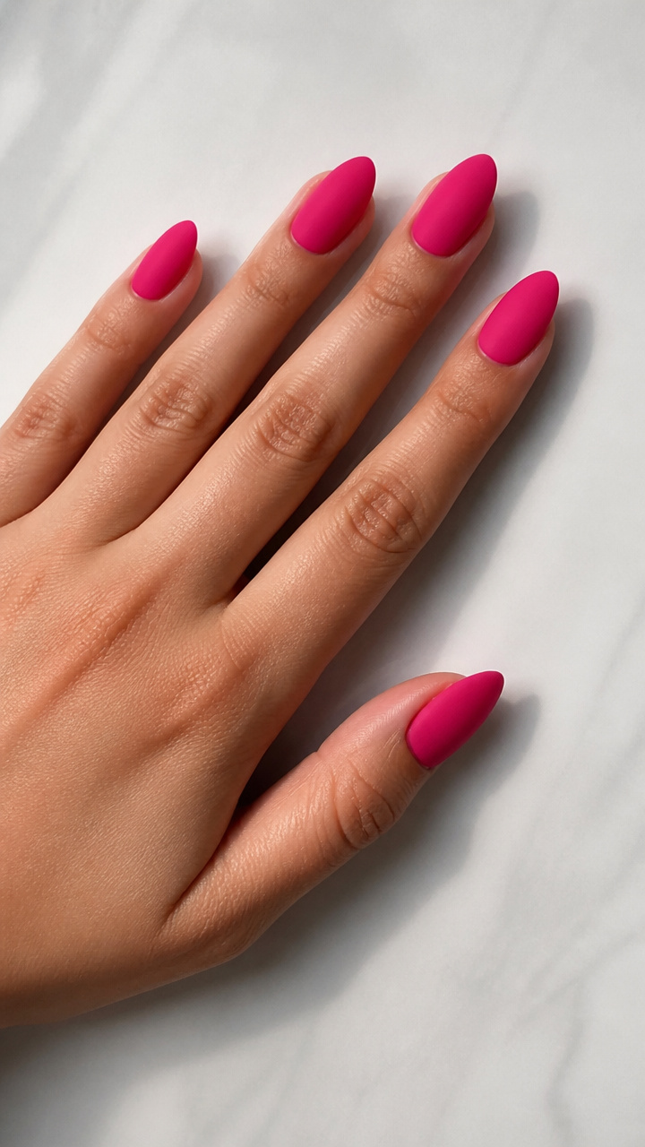 Hot Pink Matte Almond Statement