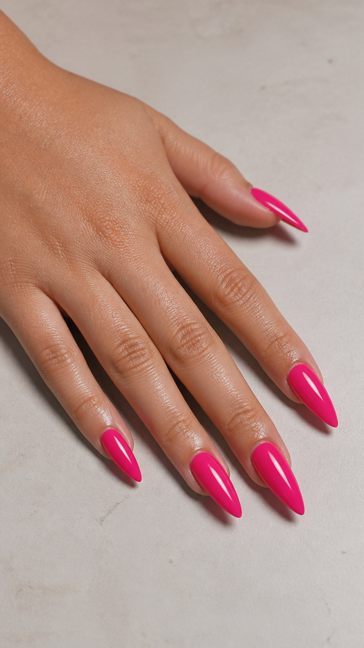 Hot Pink Stiletto with Clear Glaze Overlay