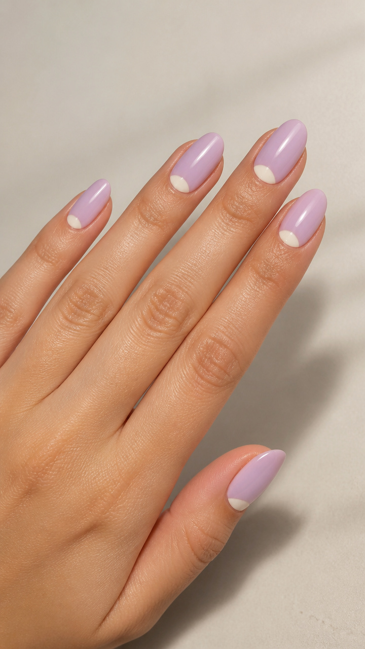 Lavender-Tinted Pink with Moon French