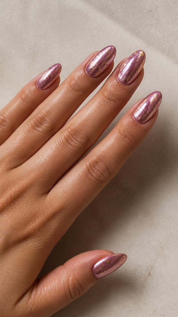 Mauve Chrome with Gold Leaf Flecks