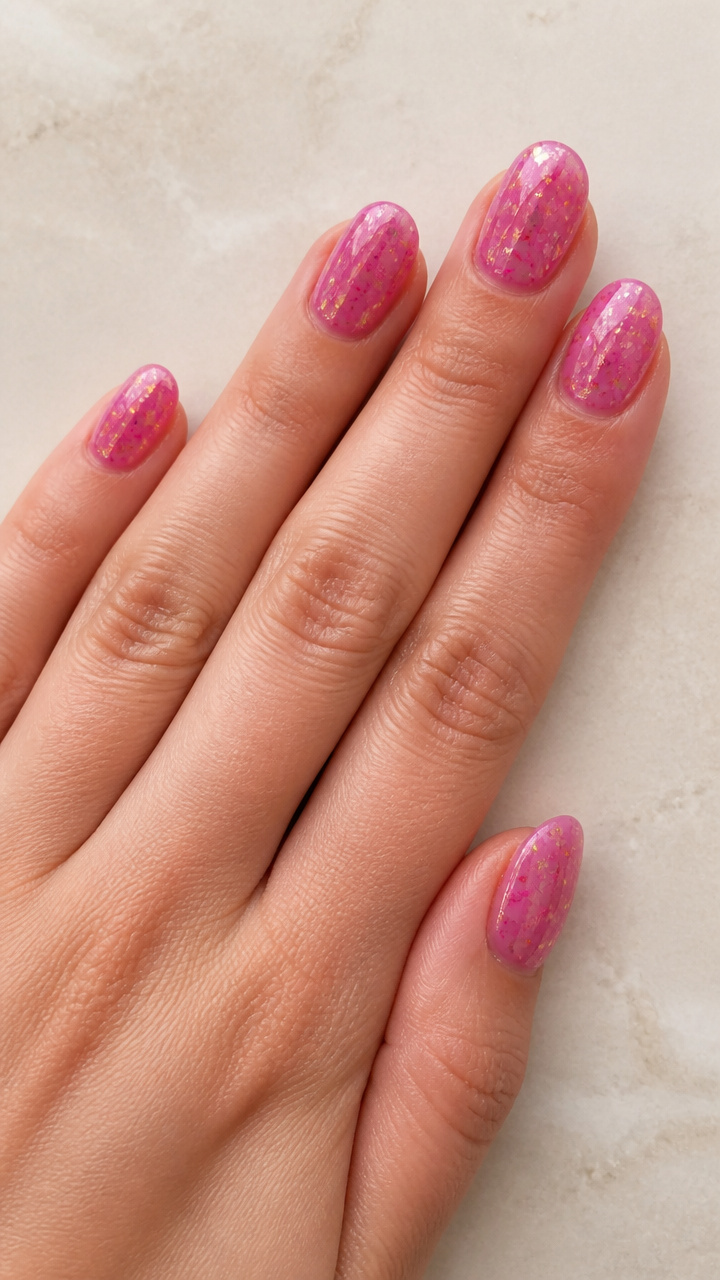 Milky Magenta with Floating Confetti Flecks