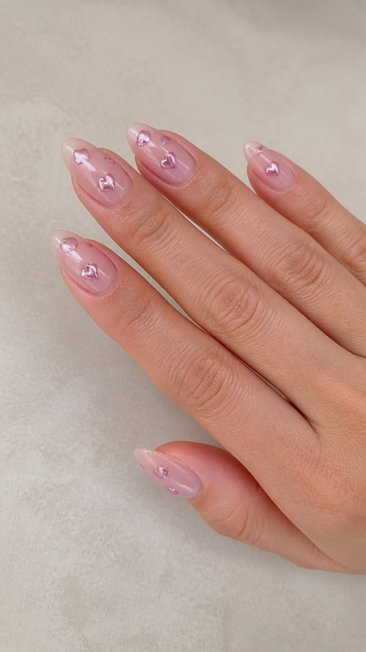 Milky Pink With Floating Chrome Hearts