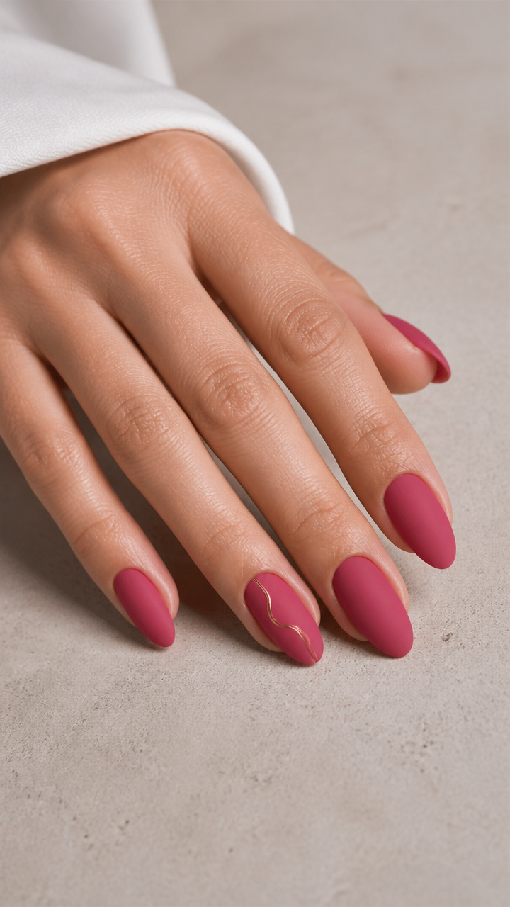 Pink Velvet Finish with Minimalist Line Art